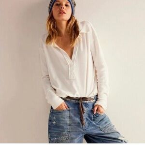 NWOT Free People Anakin Oversized Thermal Top